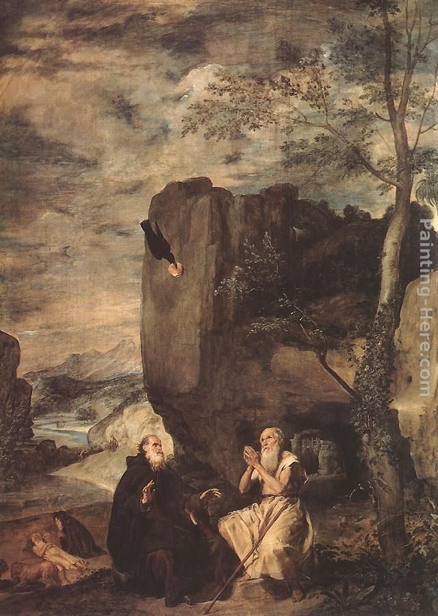 Sts Paul the Hermit and Anthony Abbot painting - Diego Rodriguez de Silva Velazquez Sts Paul the Hermit and Anthony Abbot art painting